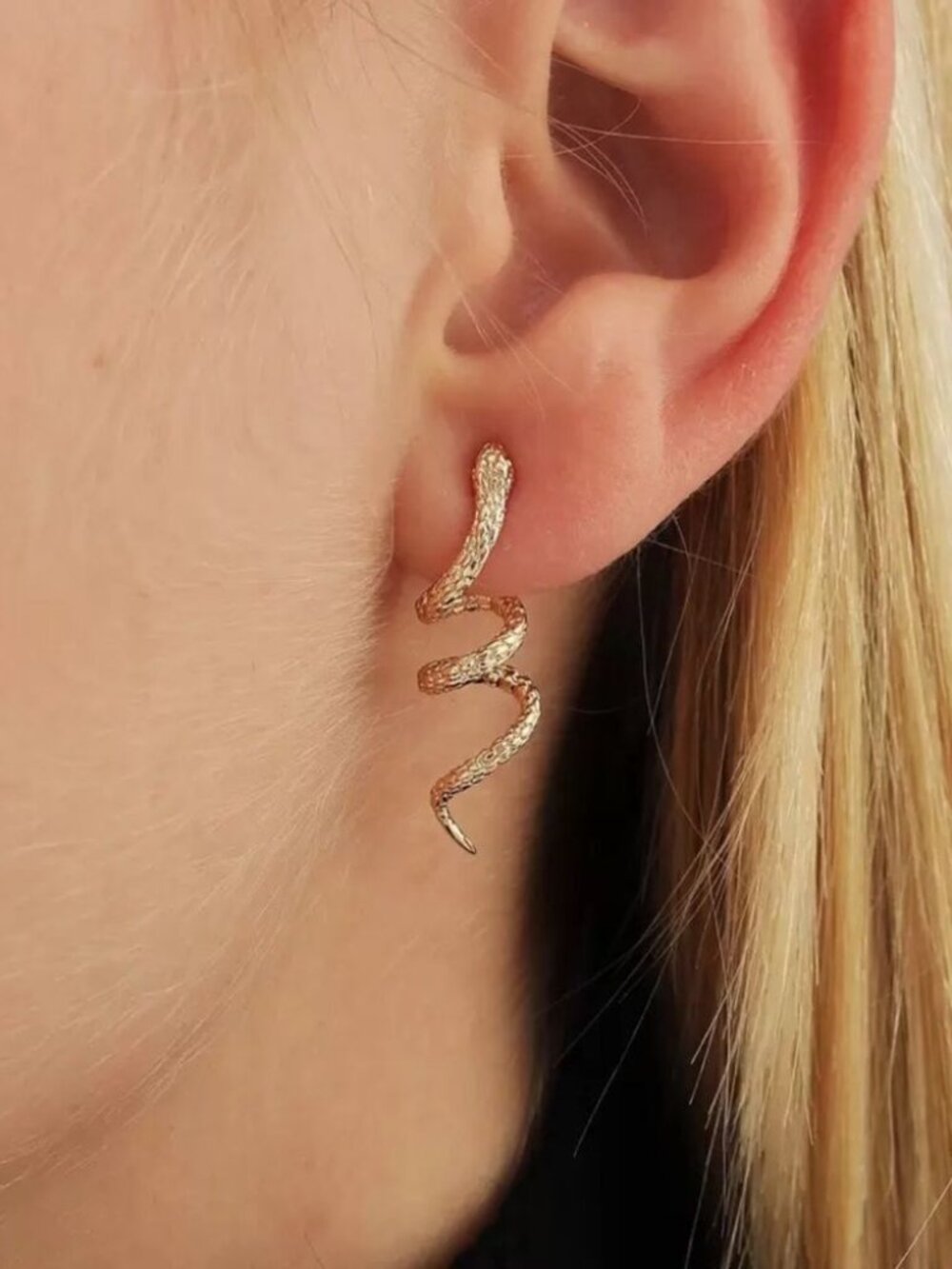 GoldSnakeEarringsN1022